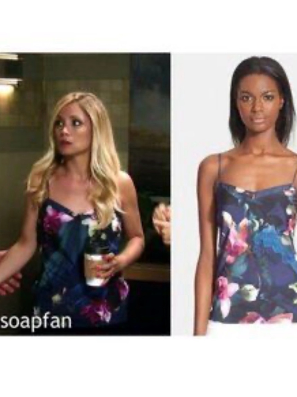 Ted Baker Navy Floral Silk-Feel Cami